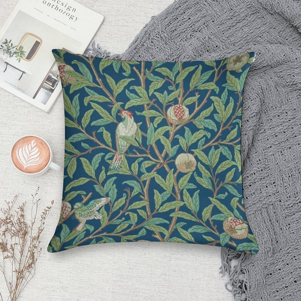 William Morris Pomegranate Fruit And Bird,No,01. Soft Multiple Sizes Throw Pillow