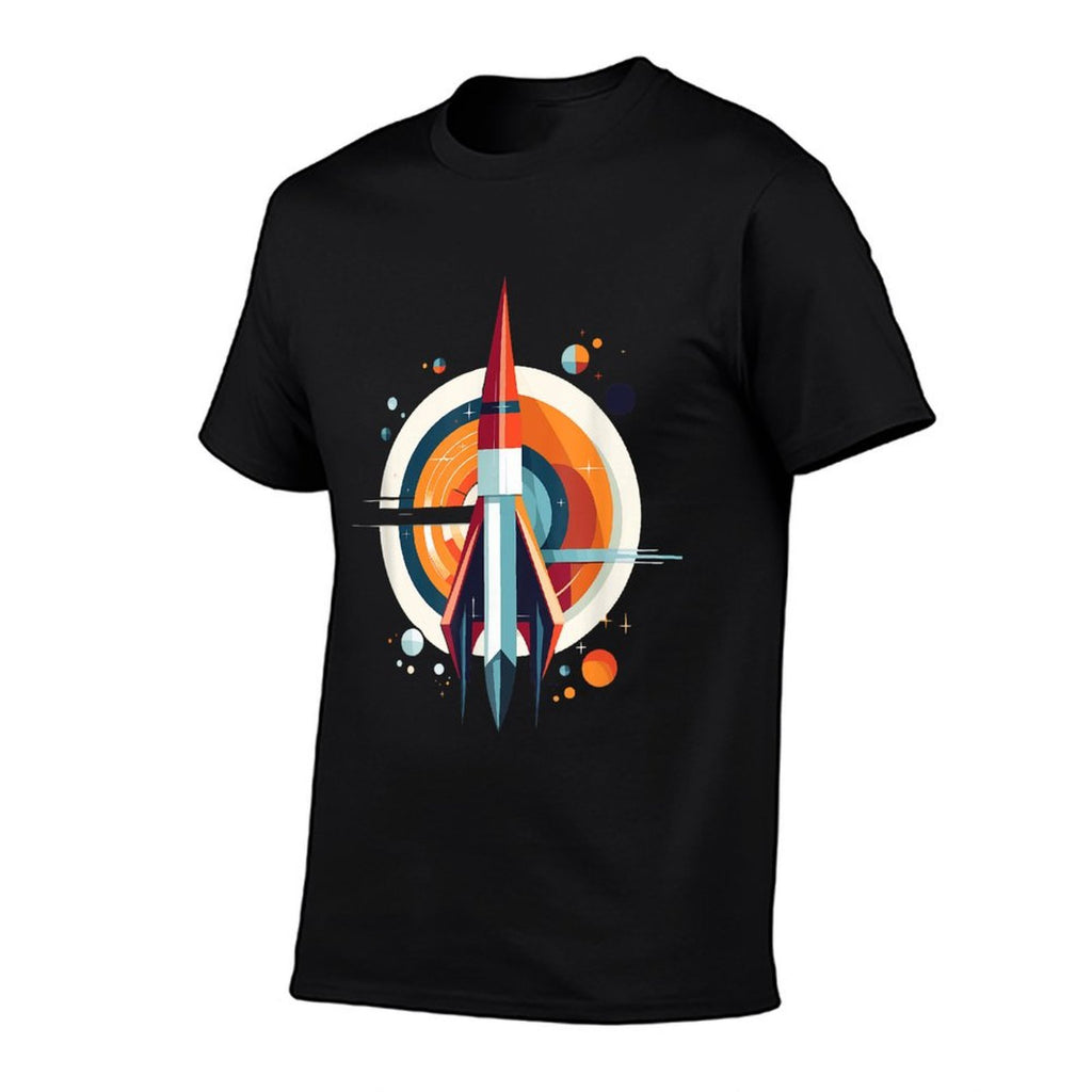 Retro Rocket - Abstract Atomic Mid Century Modern  Heathered Texture T-Shirt