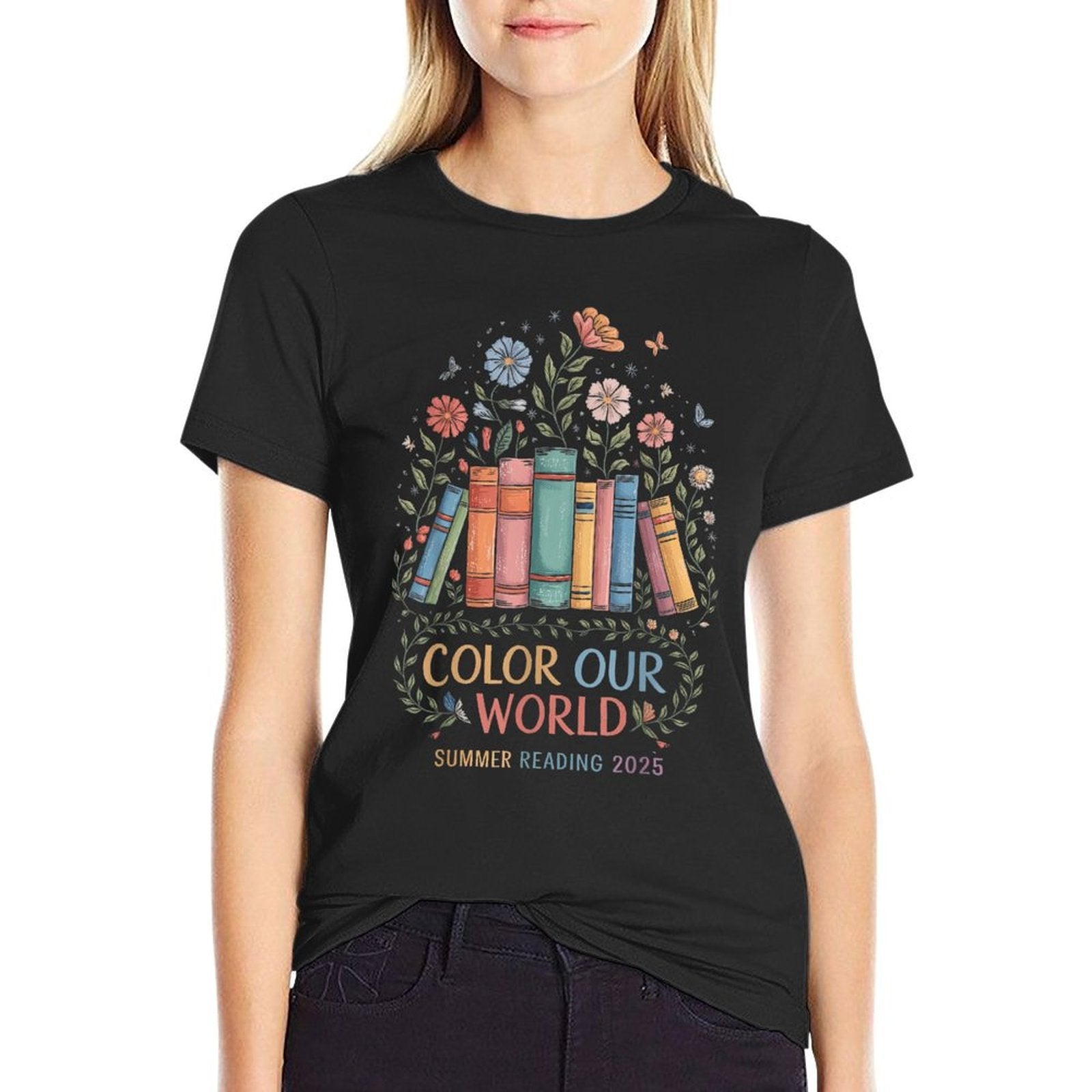 Color Our World Summer Reading 2025 Book Wildflowers  Heathered Texture T-Shirt