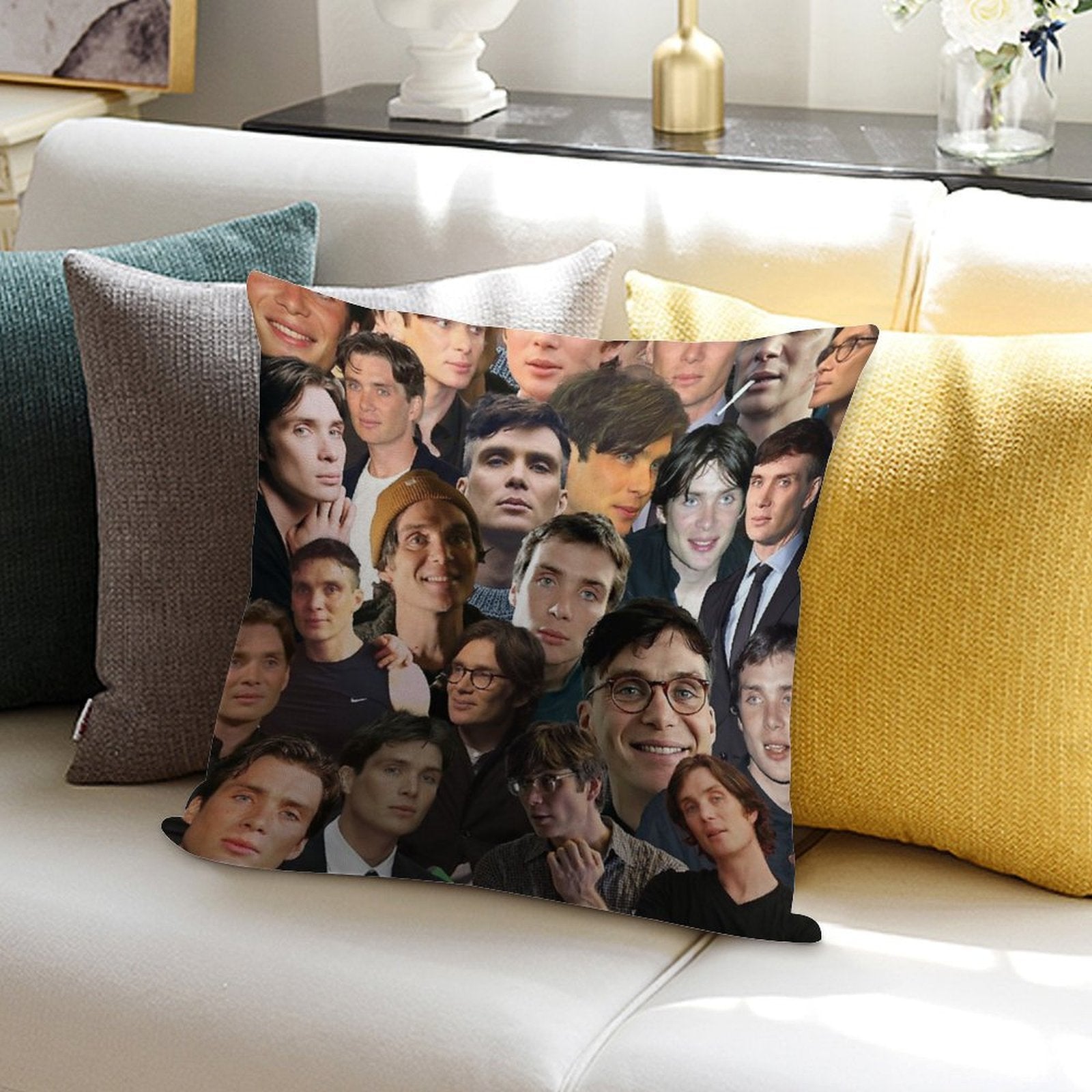 Cillian Murphy Photo Collage Soft Easy Maintenance Throw Pillow