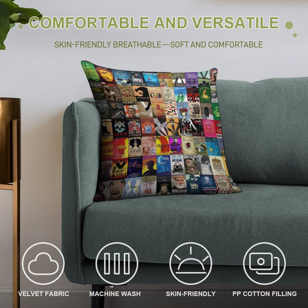 Shakespeare Plays Soft Short Plush Fabric Throw Pillow