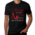 Womens Red Shoes 40th Birthday Squad Stepping Into 40  Graphic-printed T-Shirt