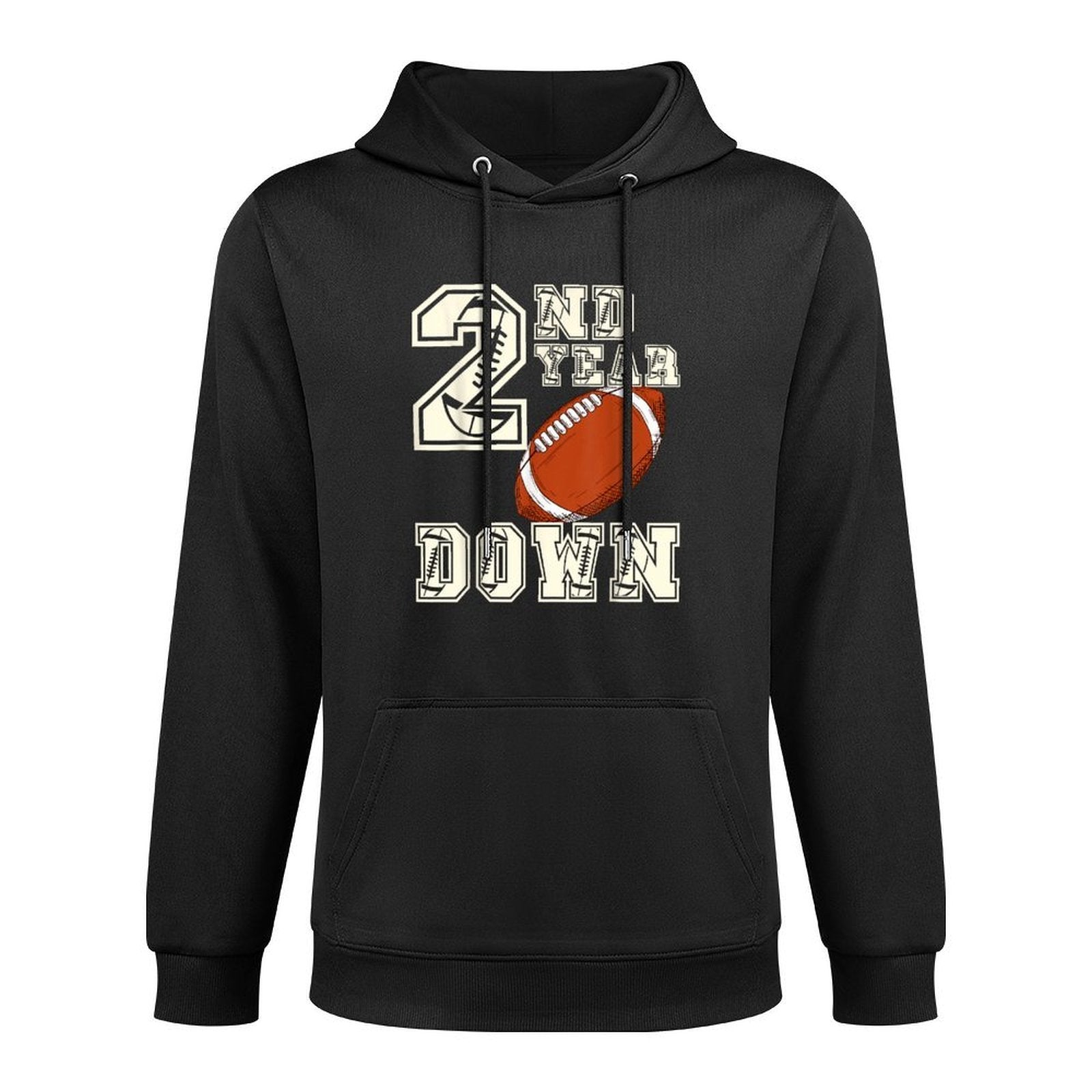 Kids 2nd Year Football Fun for Birthday Boys Touchdown Adjustable Hood Hoodie