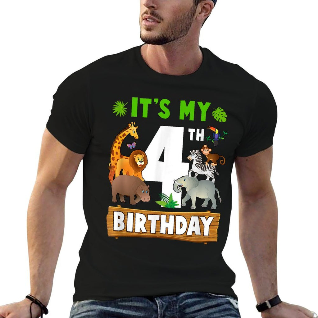 It's My 4Th Birthday Zoo Jungle Safari 4 Years Old Birthday  Classic T-Shirt