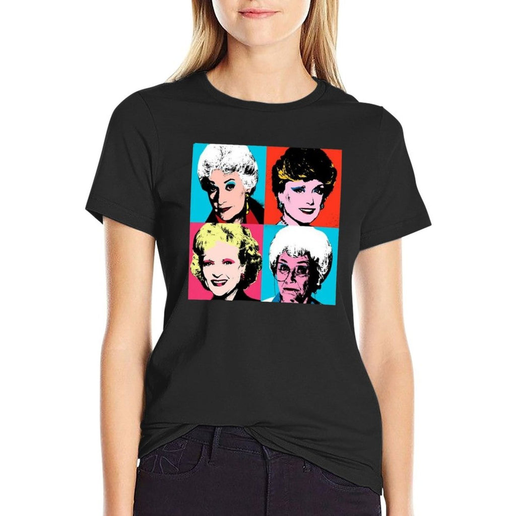 Golden Warhol Girls  Rolled Sleeves T-Shirt