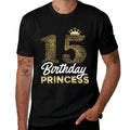 15th Birthday Girl Princess Cute Retro Crown 15 Years Old  Relaxed-fit T-Shirt