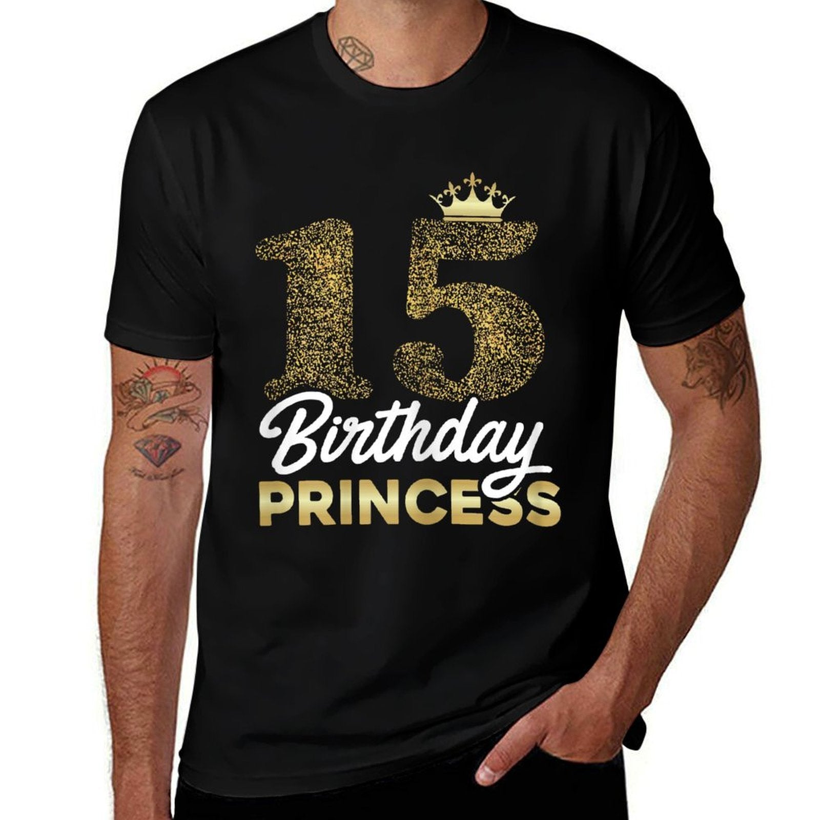 15th Birthday Girl Princess Cute Retro Crown 15 Years Old  Relaxed-fit T-Shirt