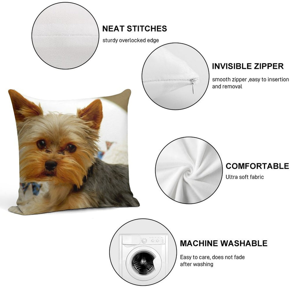 Yorkie in Bed Soft Multiple Sizes Throw Pillow