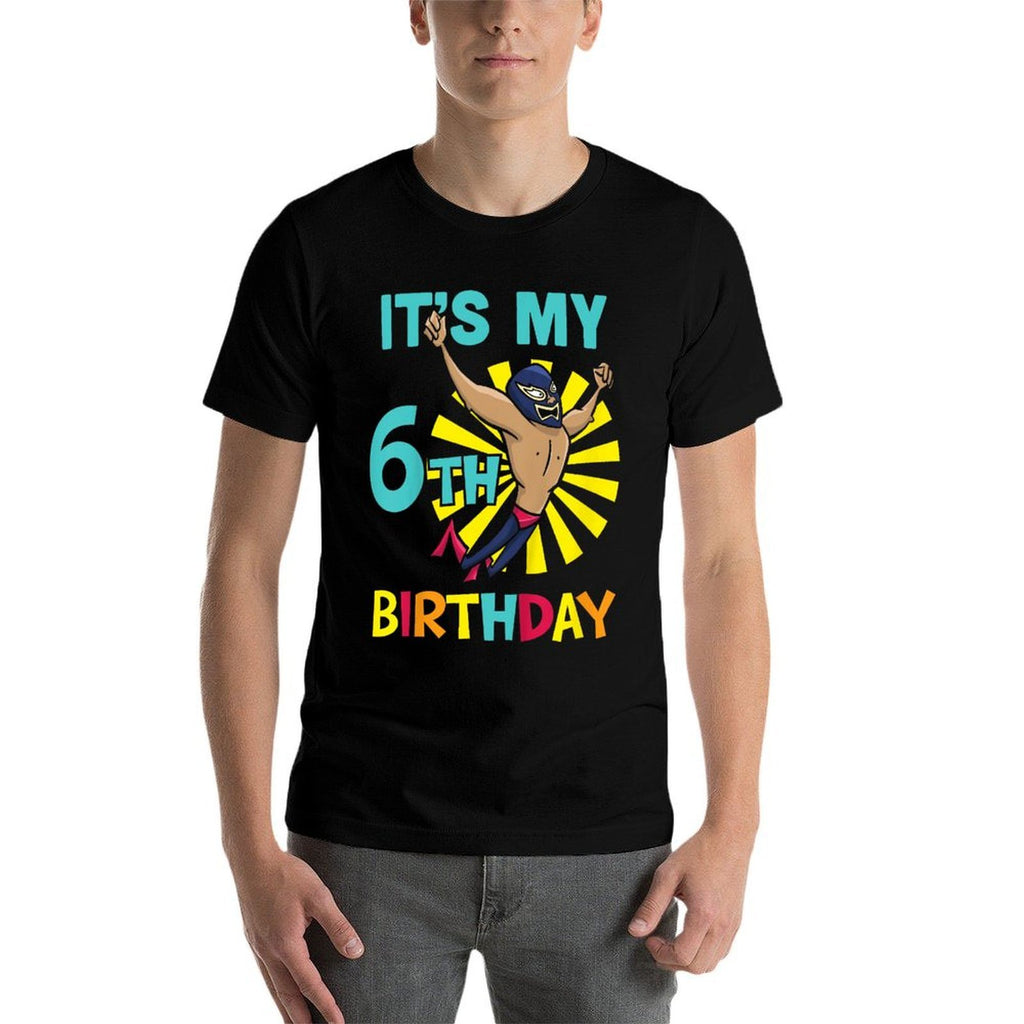 Kids Kids It's My 6th Birthday Wrestling Theme for 6-Year-Old Boy  Oversized Silhouette T-Shirt
