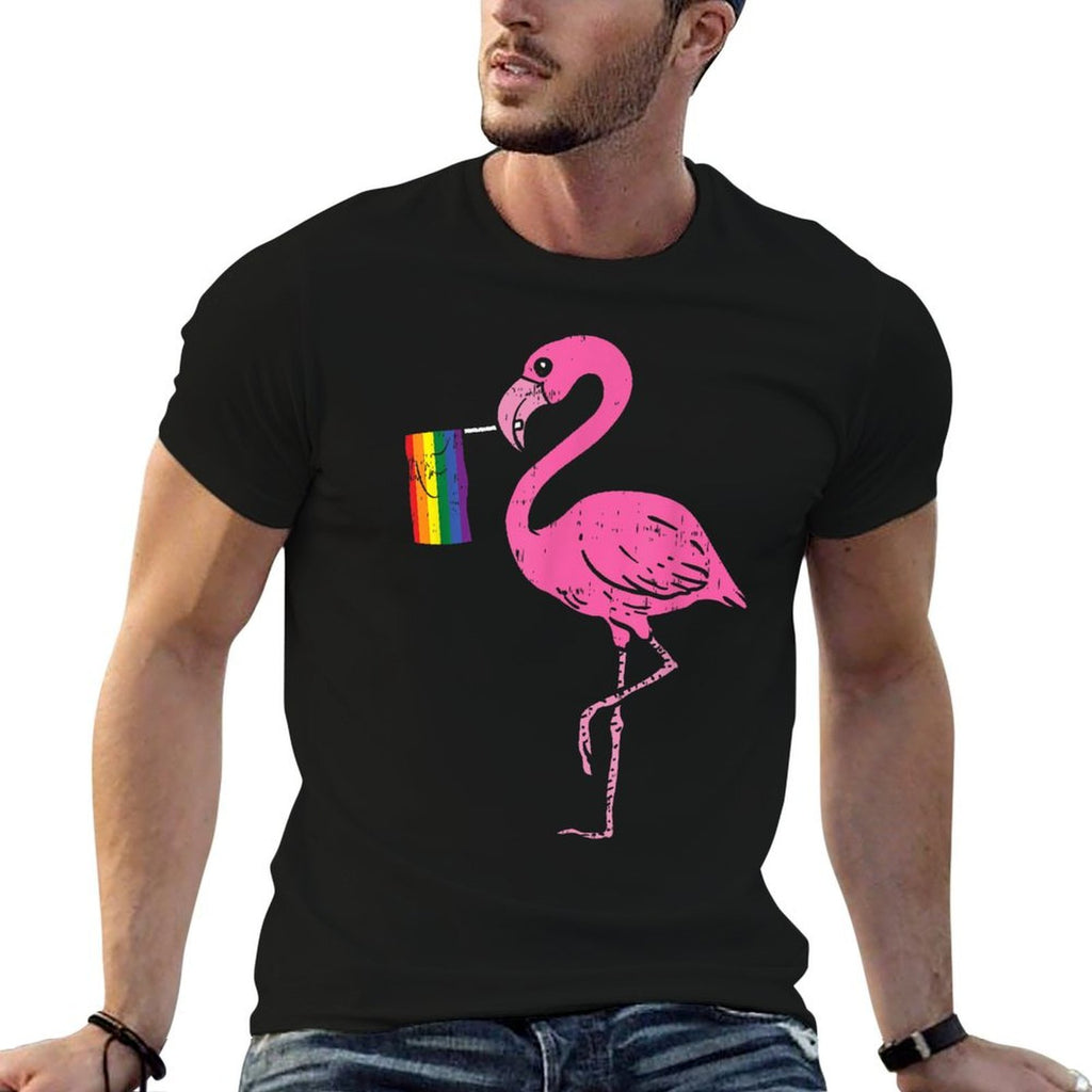 Flamingo Rainbow Cute Gay Pride LGBT Animal Lover Gift  Polyester Blend T-Shirt