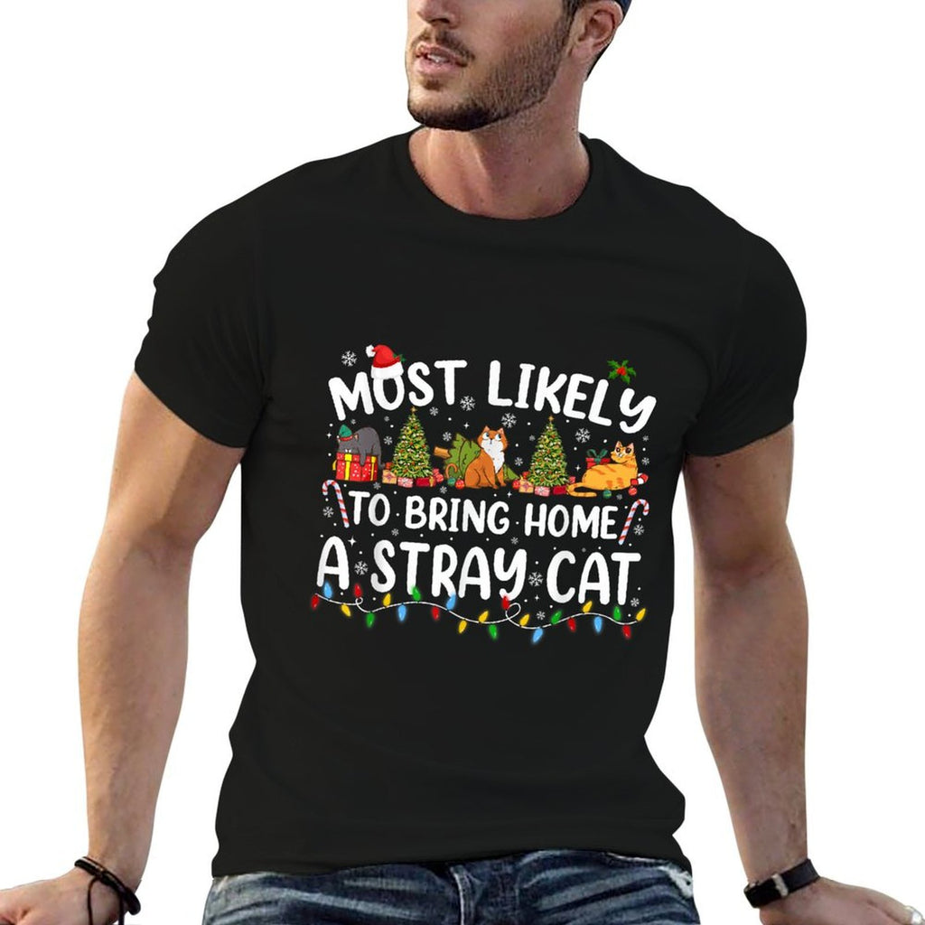 Most Likely To Bring Home A Stray Cat Funny Christmas Tree  Polyester Blend T-Shirt