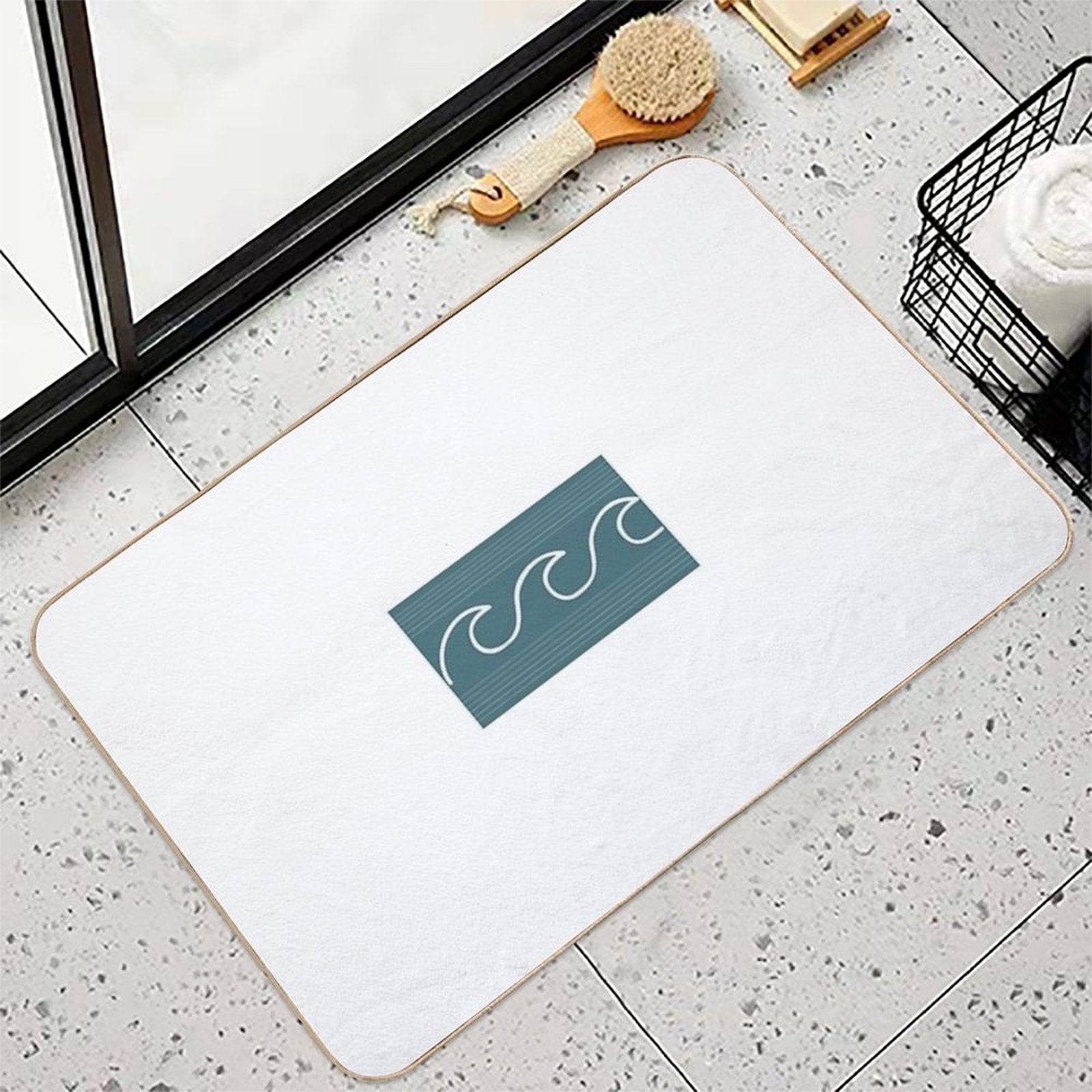 Surf Shop Style Wave  Repositionable Bath Mat