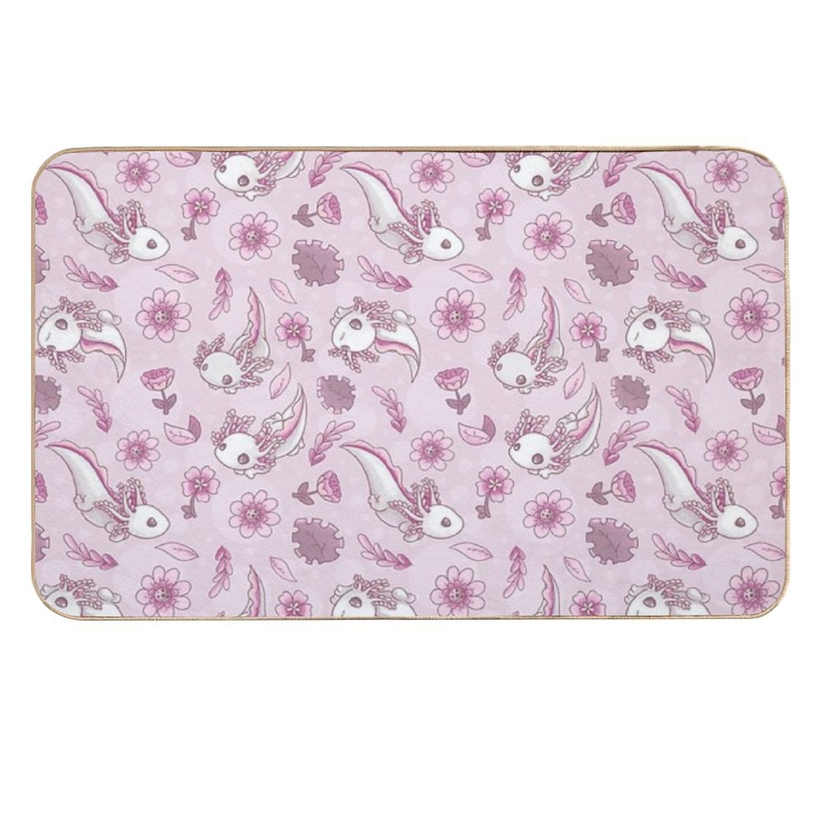 Floral Speckled Axolotl Pattern - Summer Edition  Rapid-Drying Bath Mat