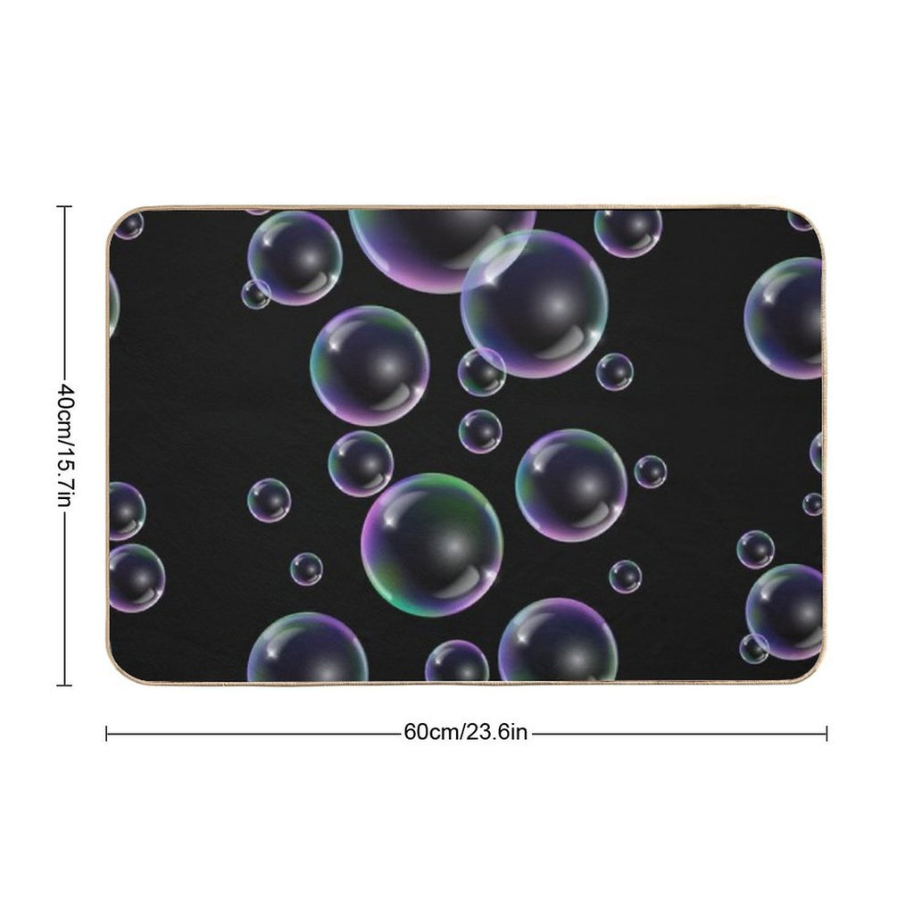 Copy of Colorful Bubbles Pattern - Black Background  Stain-Proof Bath Mat
