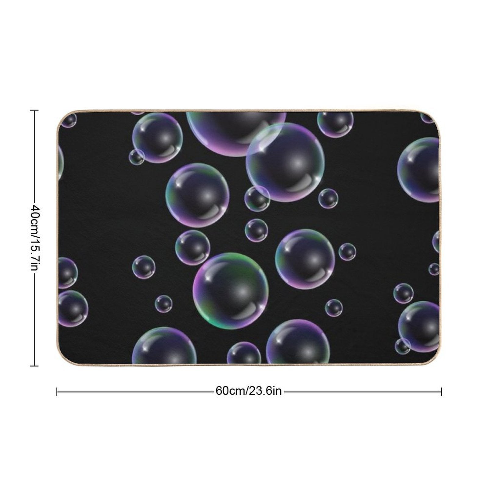 Copy of Colorful Bubbles Pattern - Black Background  Stain-Proof Bath Mat