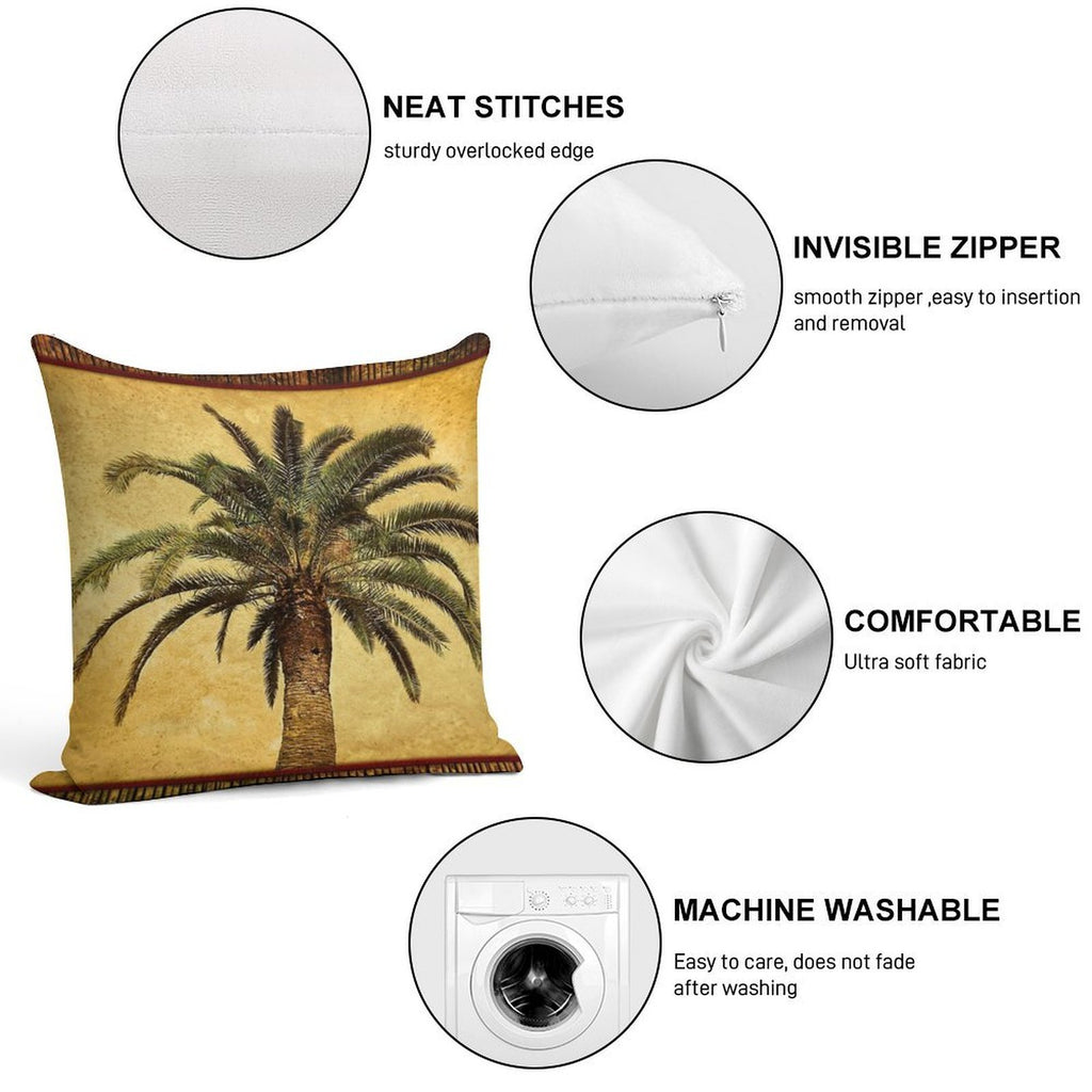 Tropical Retro Palm Tree Vintage Hawaiian Palms Soft Ultra-Soft Texture Throw Pillow
