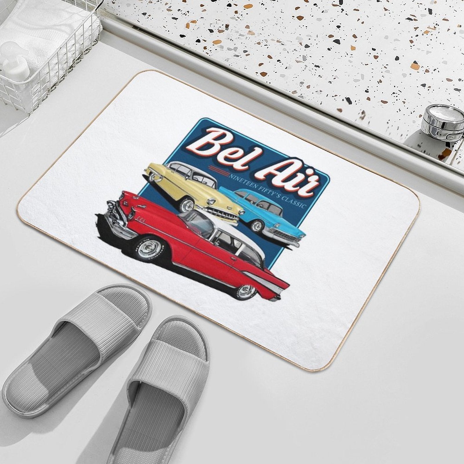 Three Bel Airs  Easy To Clean Bath Mat