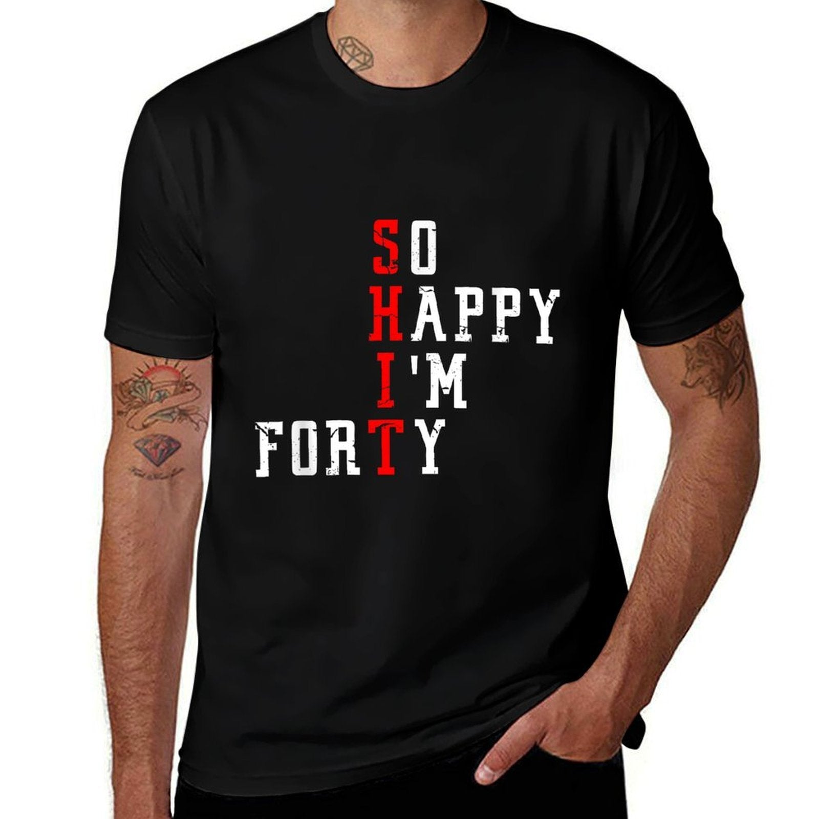 Funny So Happy I Am Forty Shit 40th Birthday Born In 1982  Easy-care T-Shirt