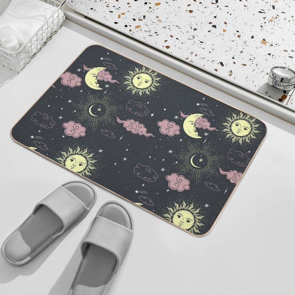 Stars And Moon Pattern  Stain-Proof Bath Mat