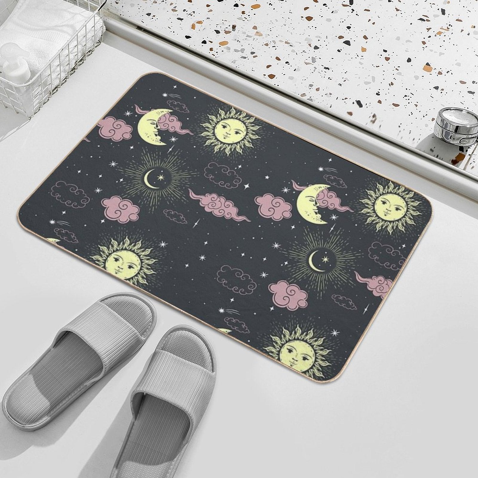 Stars And Moon Pattern  Stain-Proof Bath Mat