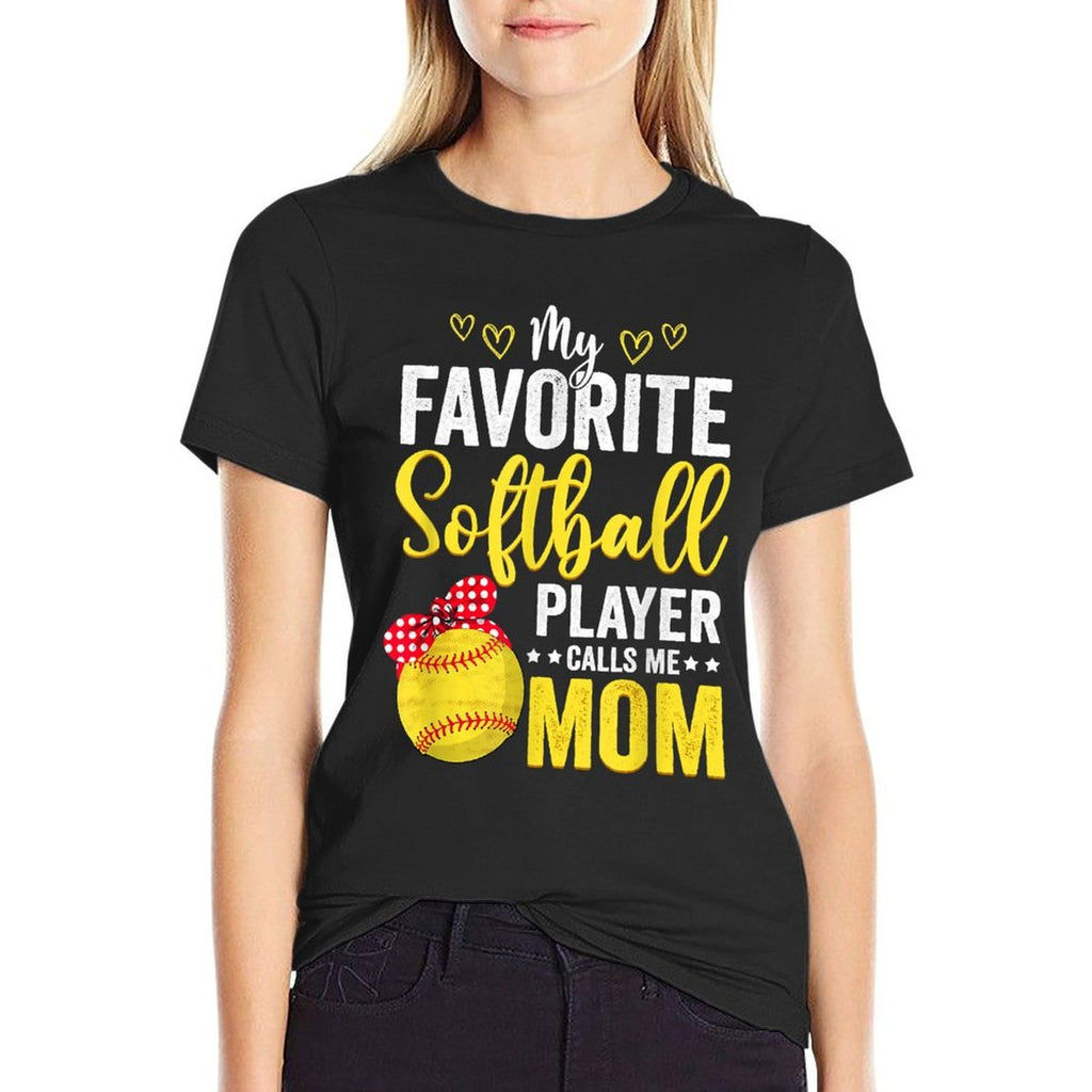 My Favorite Softball Player Calls Me Mom Softball Lover  Oversized Silhouette T-Shirt