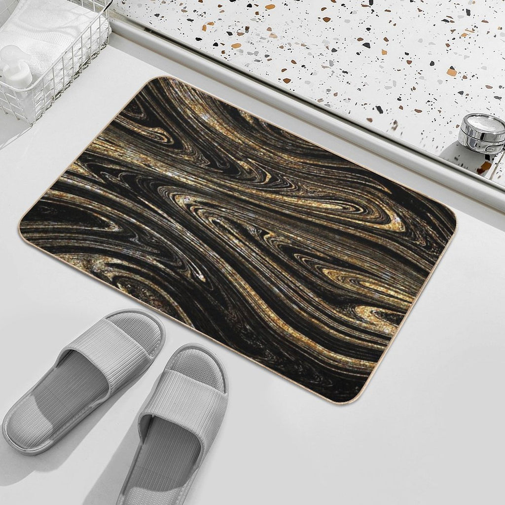 Black Gold Marble  Rapid-Drying Bath Mat