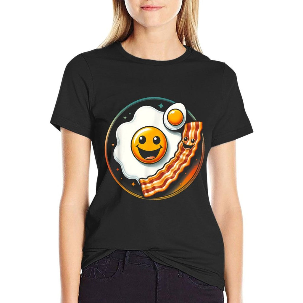 Egg And Bacon Smile Face Funny Breakfast Food Lover Meme  Trendy Pattern T-Shirt