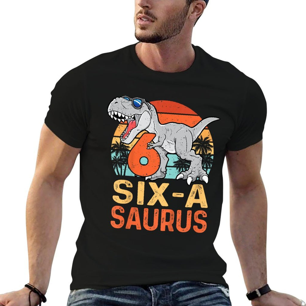 Kids Six A Saurus Rex 6th Birthday Dinosaur 6 Year Old Boys  Vintage-inspired T-Shirt