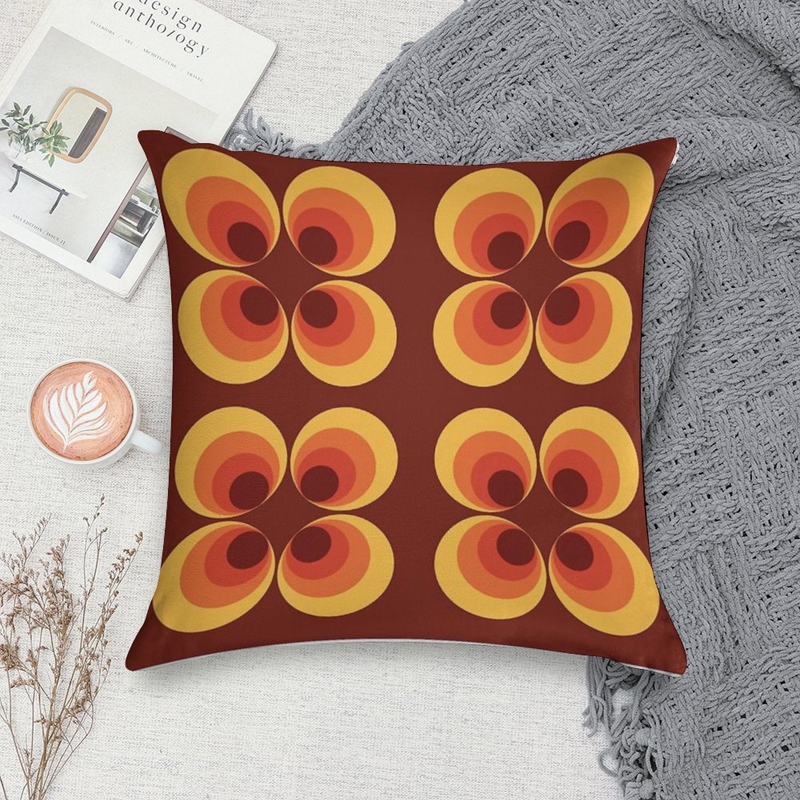 70s Graphic Soft Decorative Cover Throw Pillow