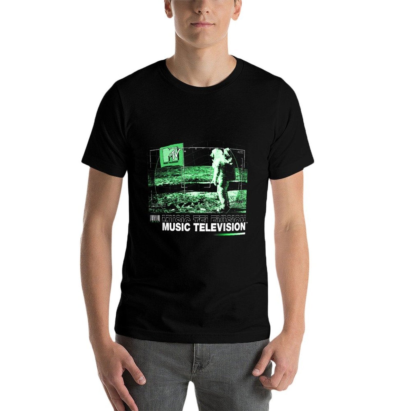 MTV Music Television Moon Man Night Vision  Slim-fit Cut T-Shirt