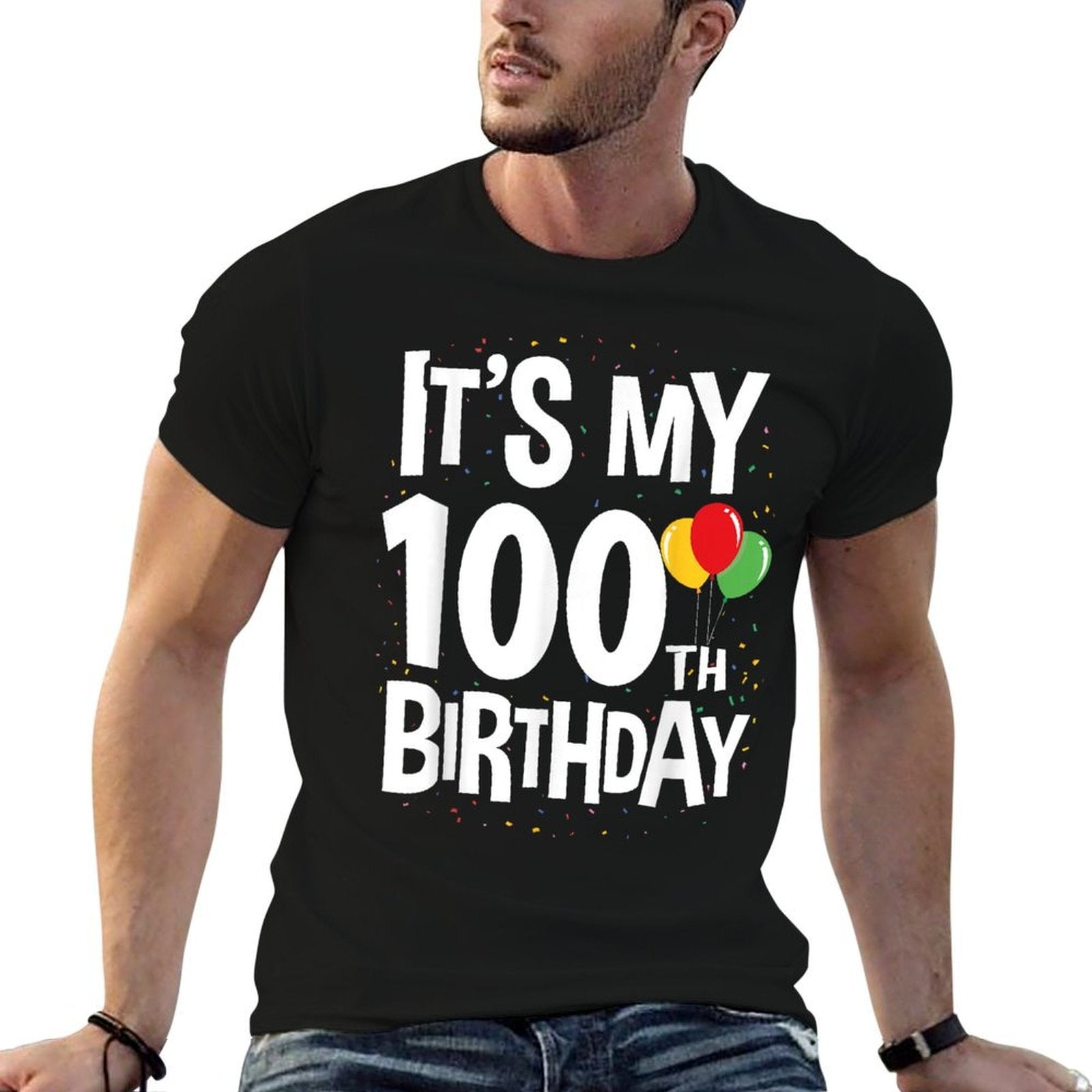 100th Birthday Gift Co. 100 Year Old Birthday - Unisex-Adults & Kids - Black - Small - - Crew Neck - Graphic Modern - Birthday  Relaxed-fit T-Shirt