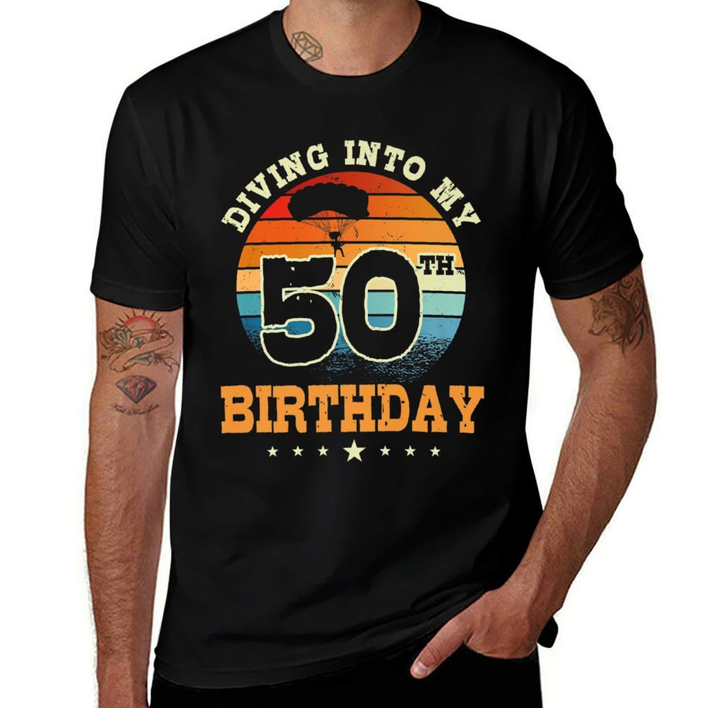 Diving Into My 50th Birthday Sky Diving Parachute Lover Premium  Lightweight T-Shirt