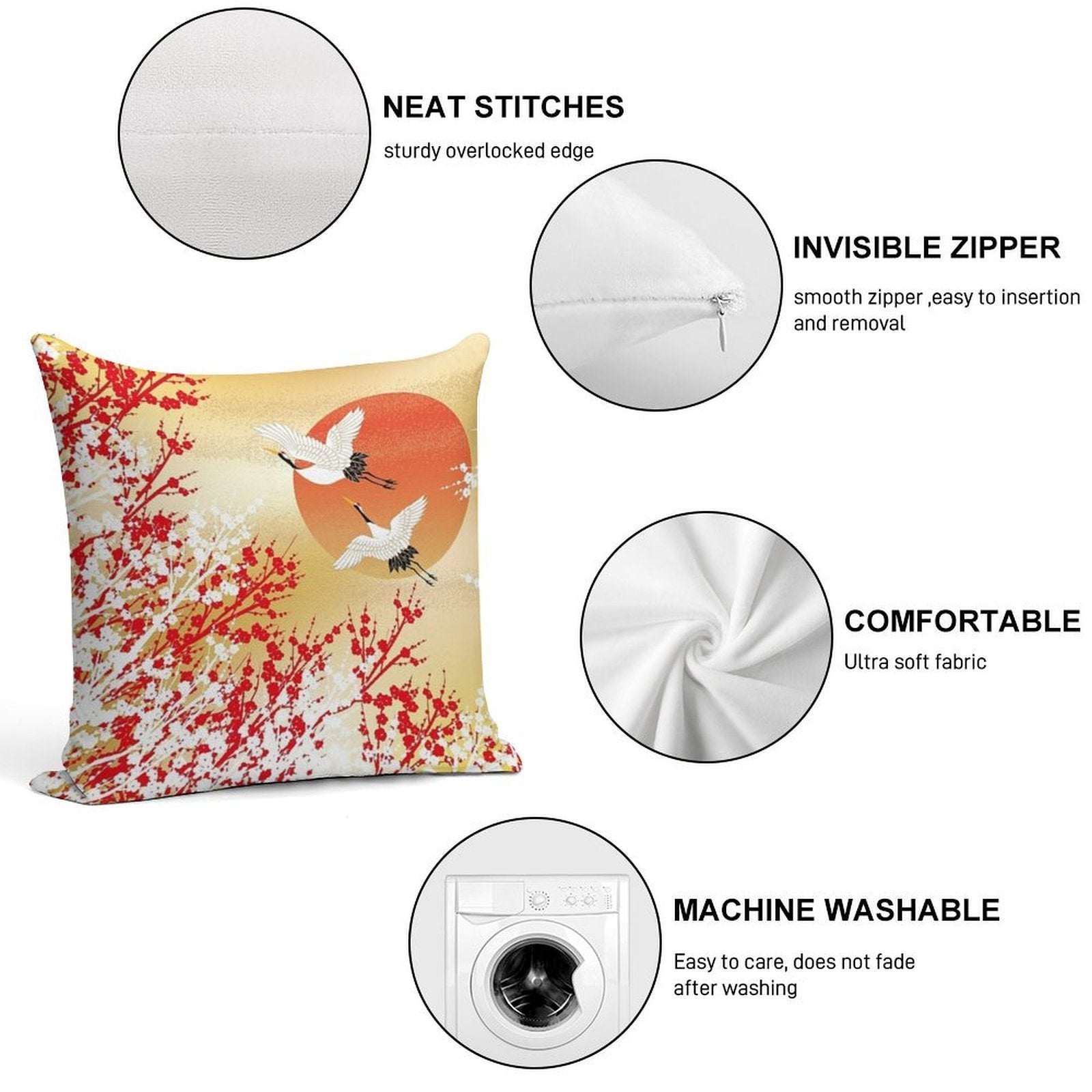 Japan 2 Soft Shrink-Resistant Throw Pillow