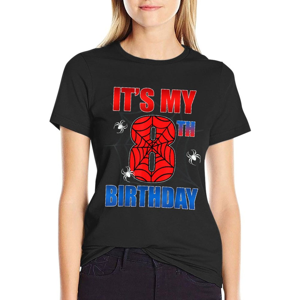 Spider Web 8 Years Old It's My 8th Birthday Boy Party  Moisture-wicking T-Shirt