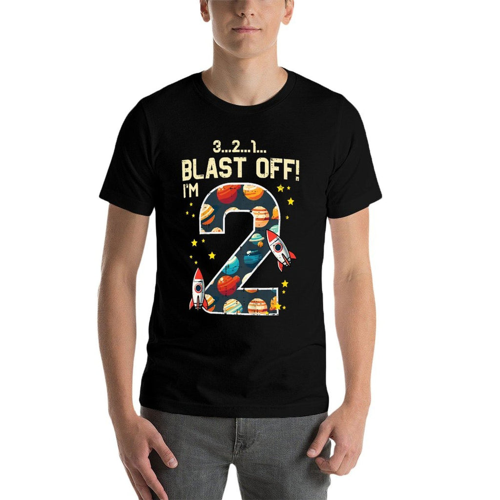 Kids 2nd Birthday Rocket Space Bday Blast Off Im 2 Boys Girls Kid  Classic T-Shirt