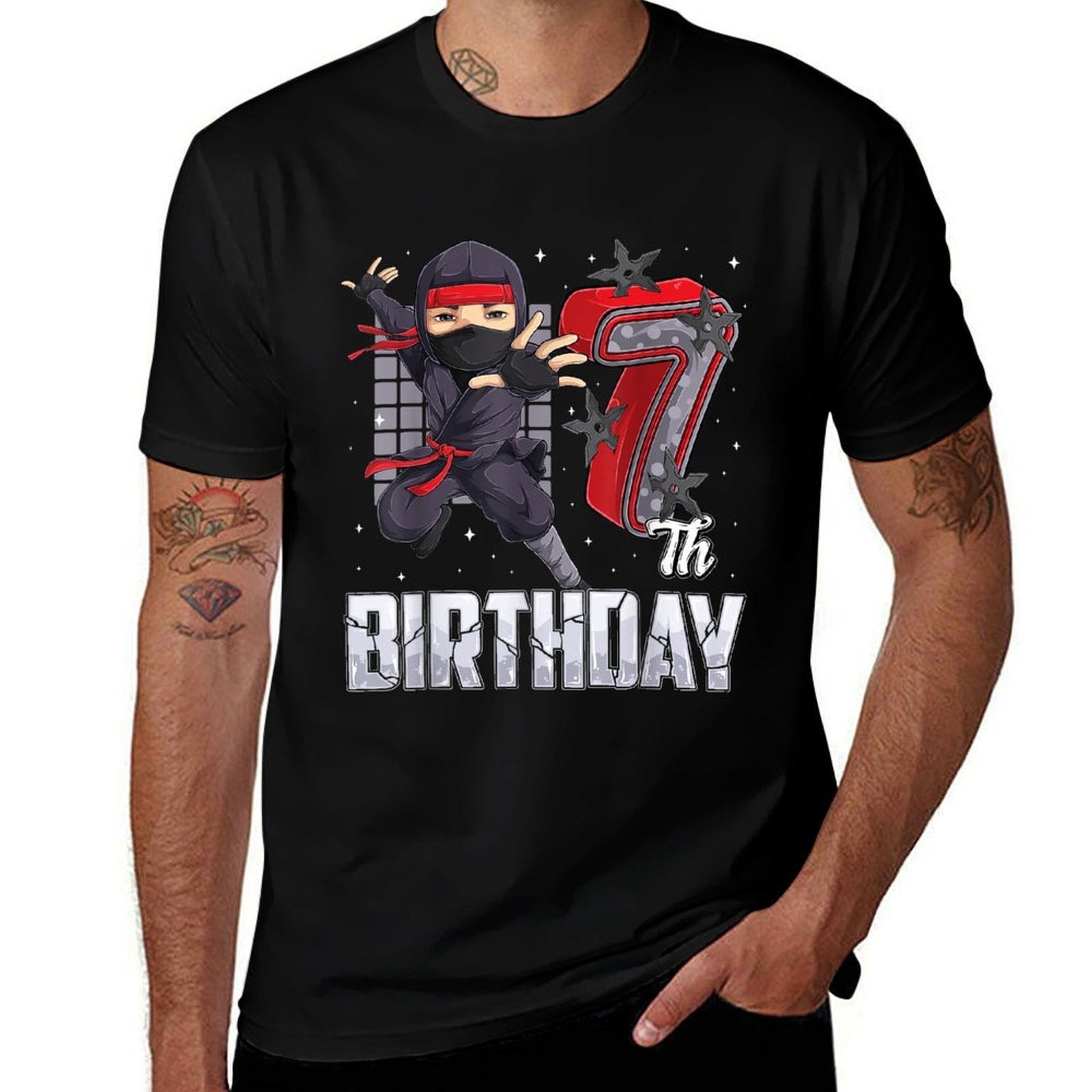 Ninja 7th Birthday Party Theme 7 Seven Year Old Kids Boys  Soft T-Shirt