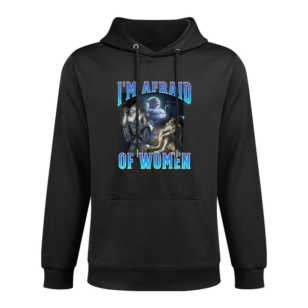 Im Afraid of Women Funny Werewolf Wolf Meme Bootleg Machine Washable Hoodie