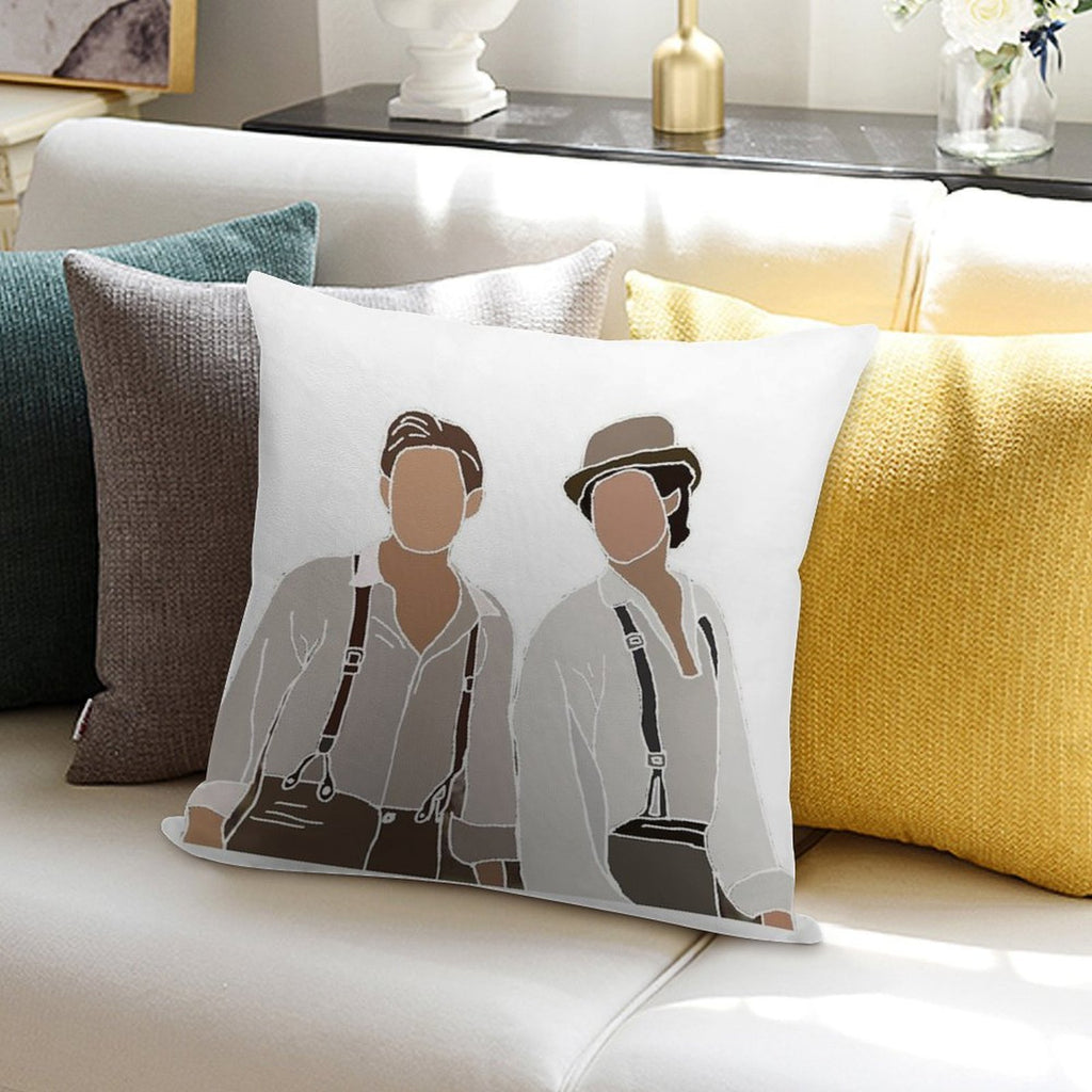 Damon And Stefan Salvatore Vampire Diaries Drawing Soft Luxury Feel Throw Pillow