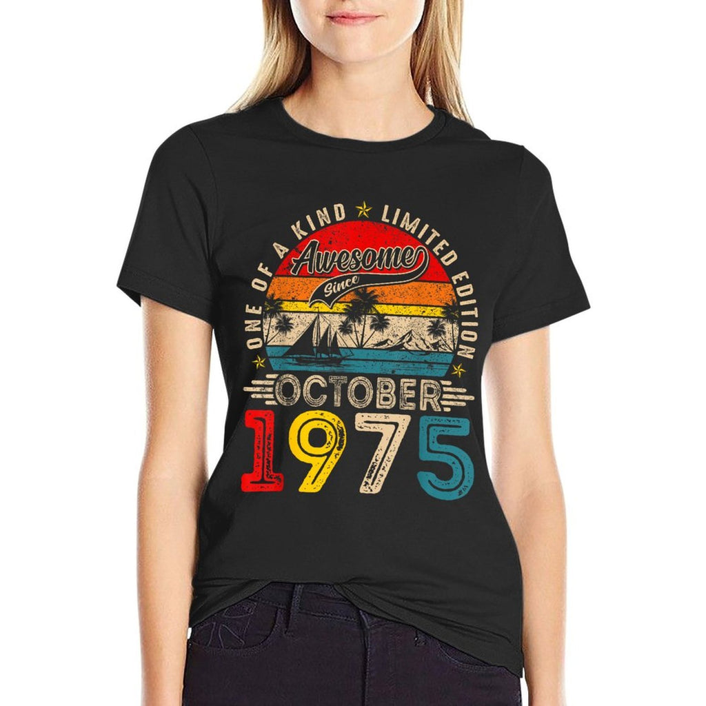 Retro 50 Year Old October 1975 Vintage 50th Birthday Men Dad  Oversized Silhouette T-Shirt