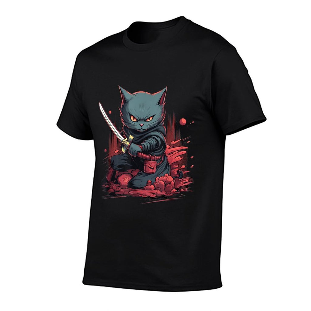 Vintage Japanese Samurai Ninja Cat Tattoo Kawaii  Classic T-Shirt
