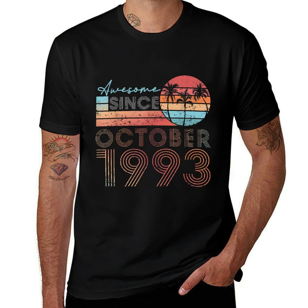 Retro October Vintage Awesome 1993 30th Birthday Gifts  Summer-ready Fabric T-Shirt