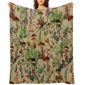 Vintage Mushrooms Forest Botanical GardenPattern - Sepia Beige Nightgarden Compact Throw Blanket