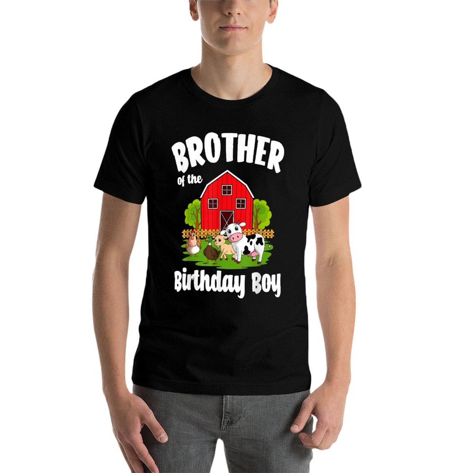 Brother Of The Birthday Boy Farm Animal Bday Party  Fade-proof Color T-Shirt