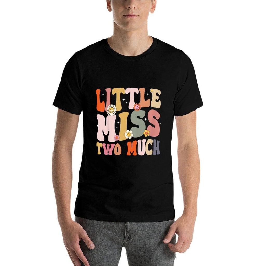 Kids Little Miss Two Much 2nd Birthday Outfit Girl Boho Groovy  Soft T-Shirt