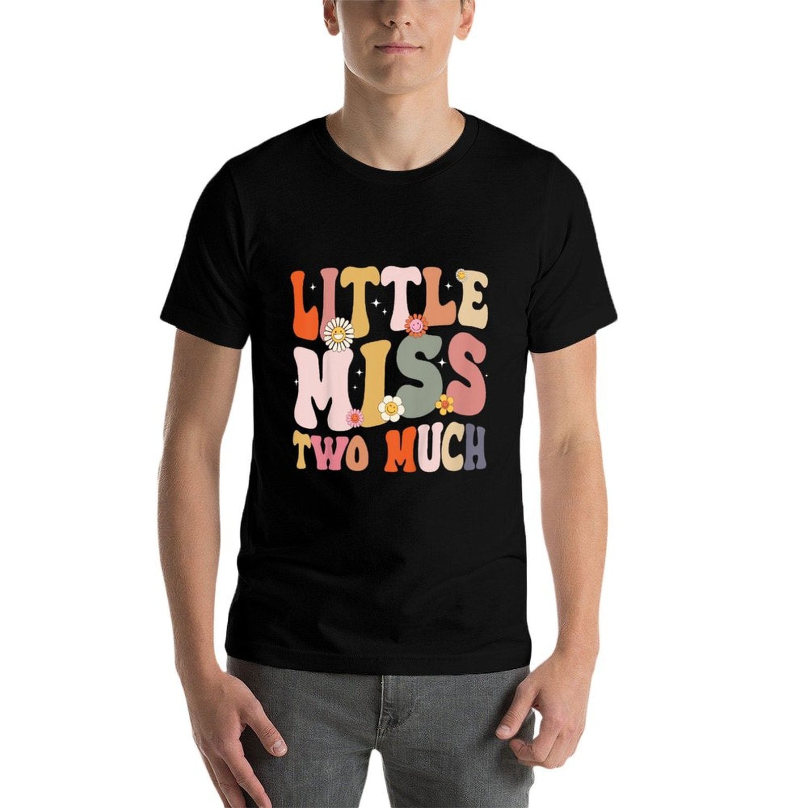 Kids Little Miss Two Much 2nd Birthday Outfit Girl Boho Groovy  Soft T-Shirt