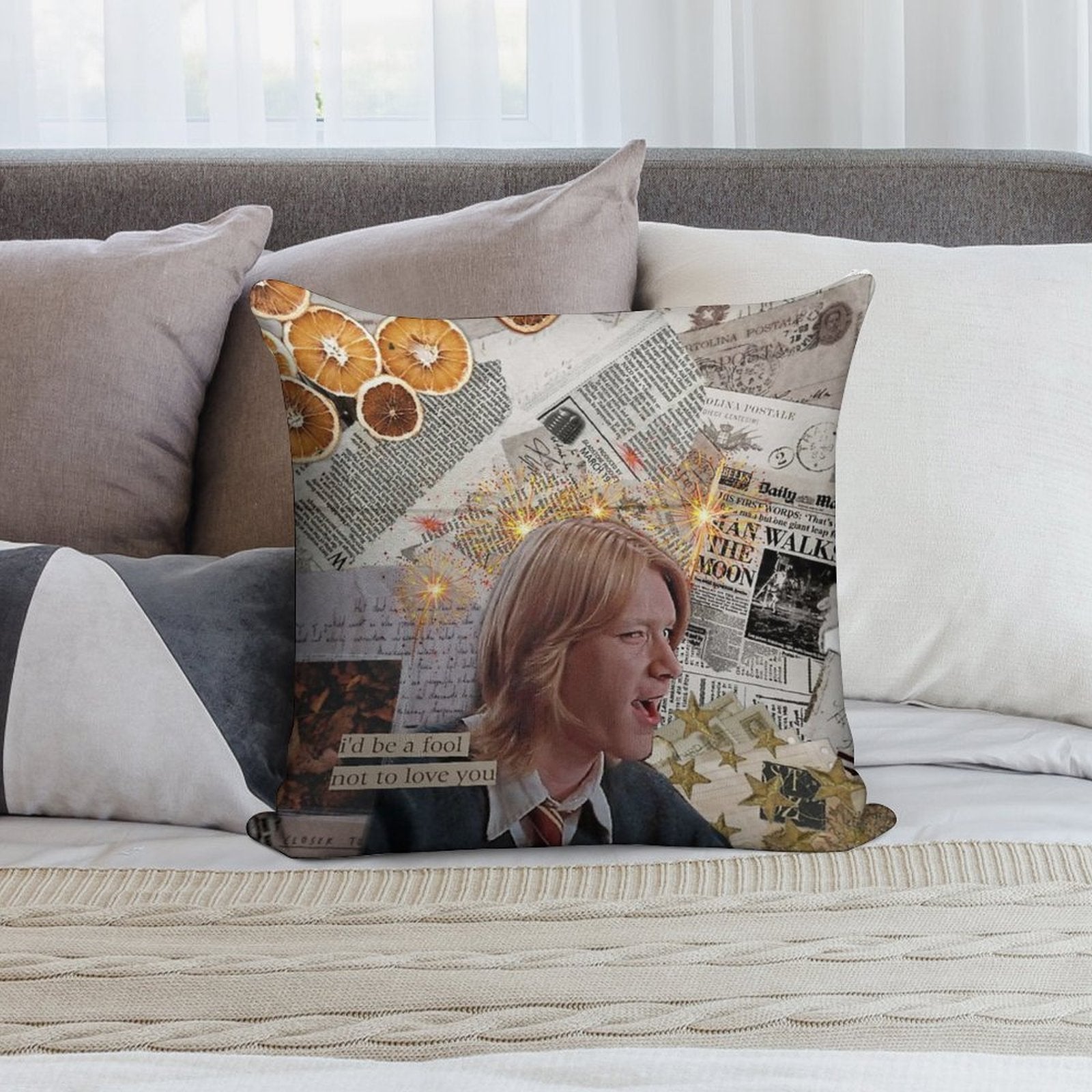 The Boy Who Was Laughing Until The Very End  Fred Weasley Soft Decorative Cover Throw Pillow