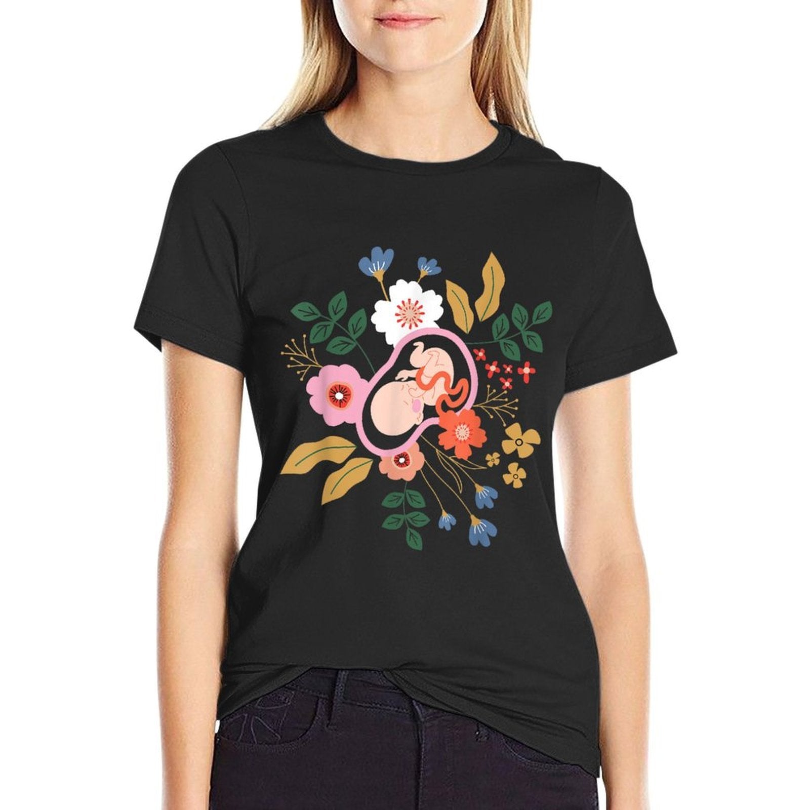 Floral Doula Midwifery - Midwives Childbirth Labor Assistant  Polyester Blend T-Shirt