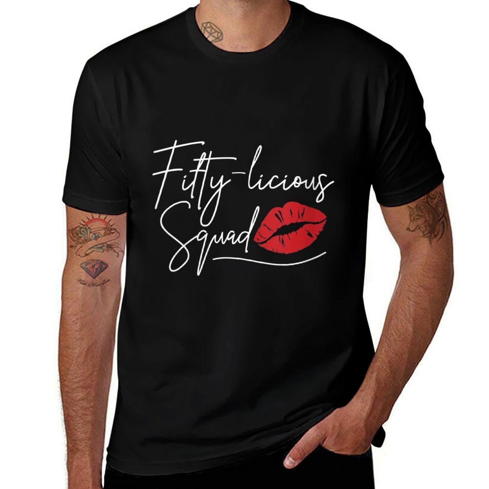 Womens 50th Birthday, Fifty-licious  Oversized Silhouette T-Shirt