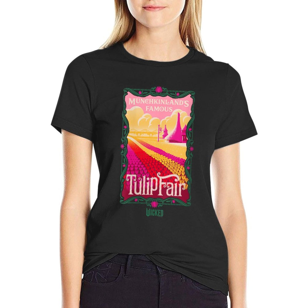 Womens Wicked Munchkinland’s Famous Tulip Fair V-Neck  Breathable T-Shirt