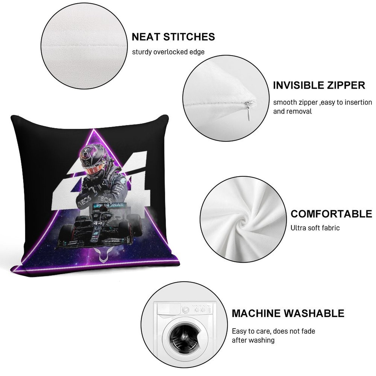 Lewis Hamilton F1 Mercedes Champion 2020 Soft Fade-Resistant Throw Pillow